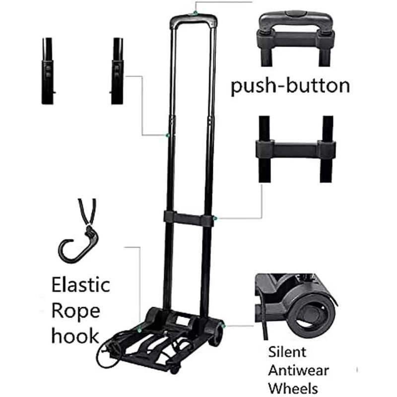 Portable Folding Luggage Cart - Compact Travel Shopping Boat Hand Trolley