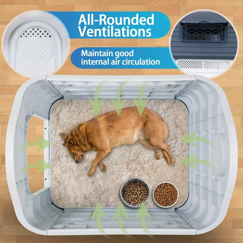 30Inches Large Dog House Outdoor Plastic with Adjustable Skylight & Elevated Base