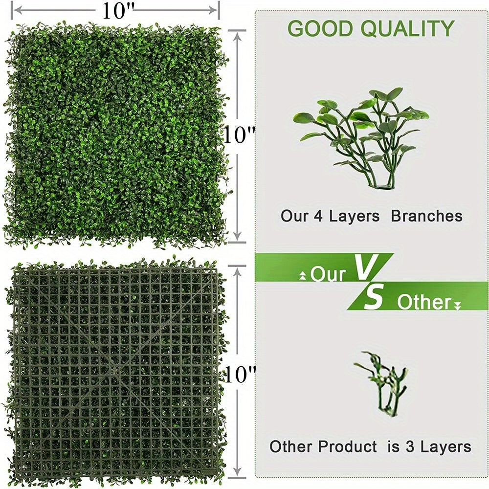 10x10'' Artificial Boxwood Hedge Panels - Privacy Fence & Wall Decor, 24 Pieces