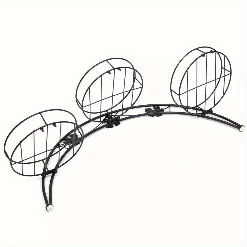 Arch Plant Stand Shelf Metal Patio Stand Shelf with 3 Brackets Wrought Iron
