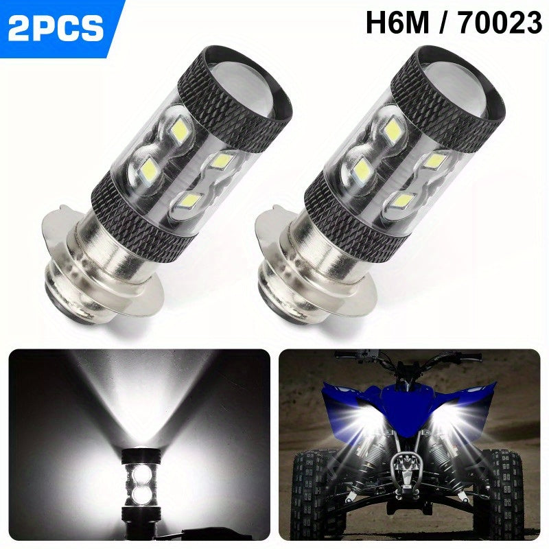 2x 6000K HID White H6M LED Headlight For Yamaha YFZ450R Rhino 700 Raptor YFM660 LED Aluminum Alloy Lighting Lamps 1200LM