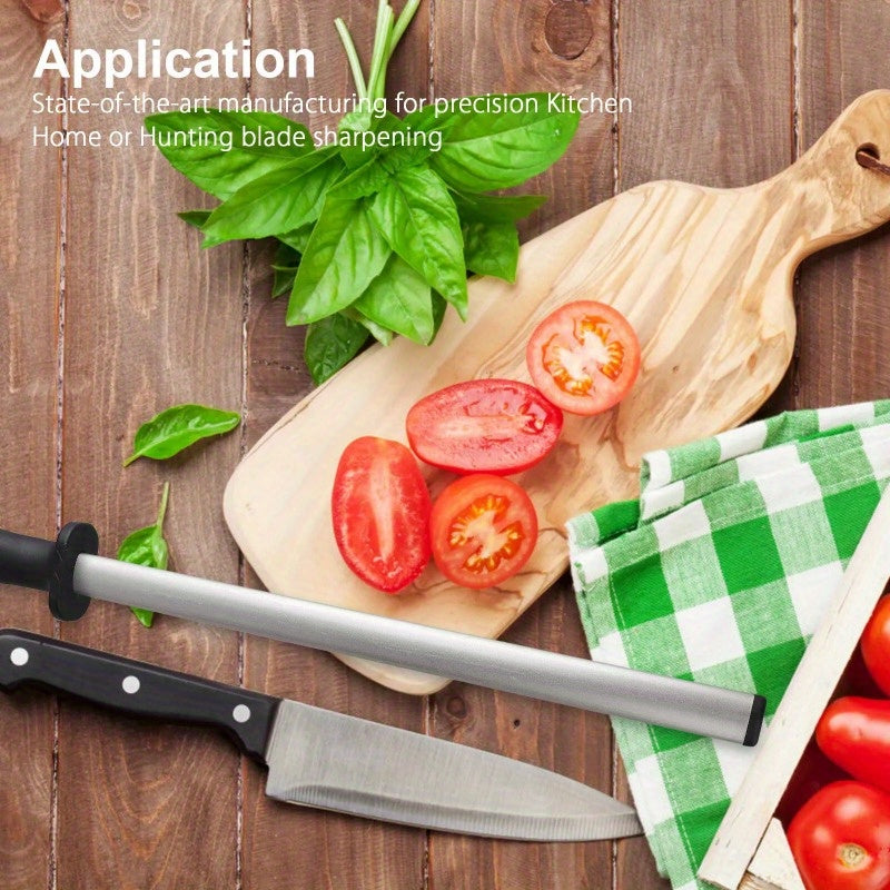 12in Diamond Knife Sharpener Steel Honing Rod Oval Stick Kitchen Sharpening Tool Home Hunting Carbon Steel Blade Sharpening