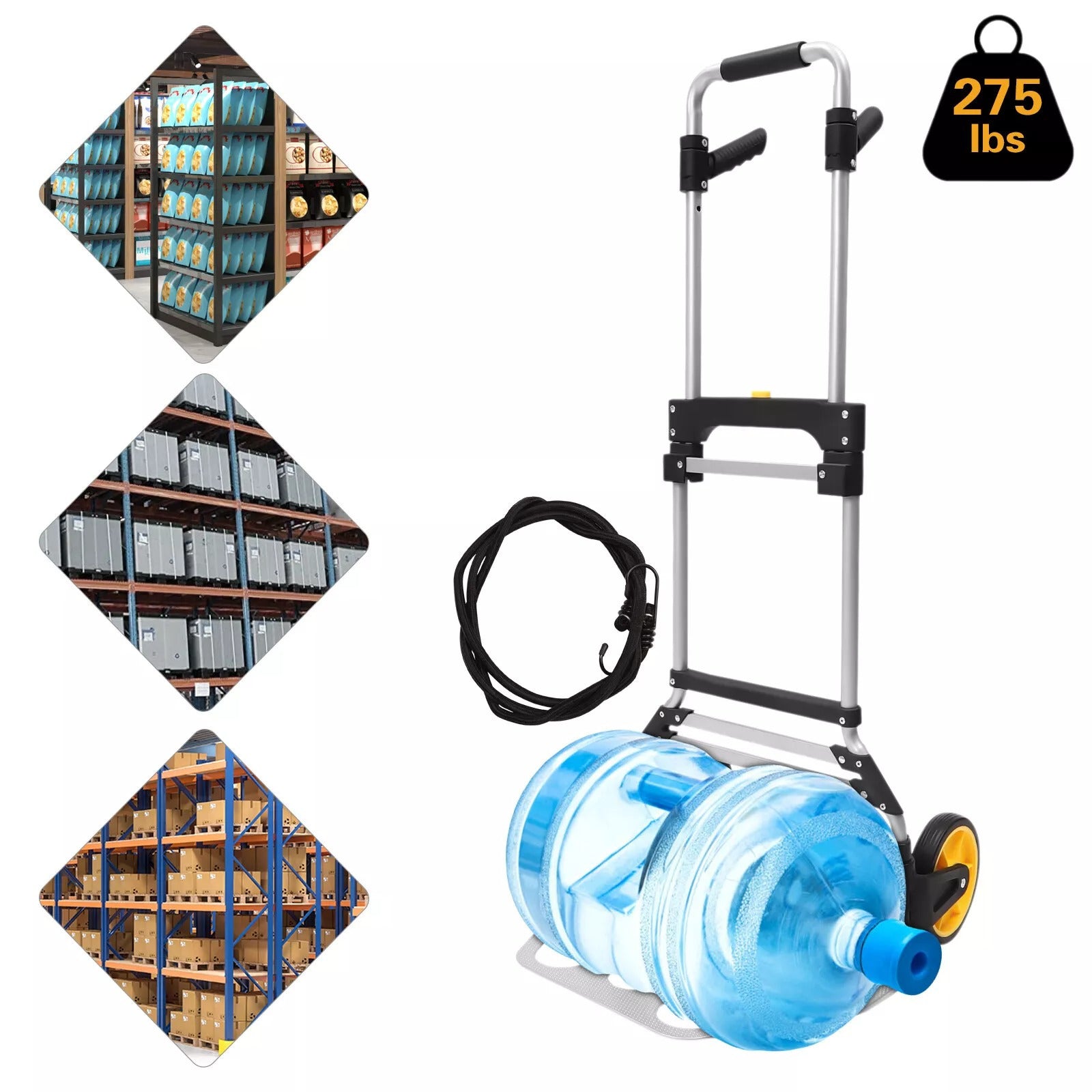 Folding Hand Truck with Telescopic Handle & Foldable Wheels - Heavy Duty Industrial