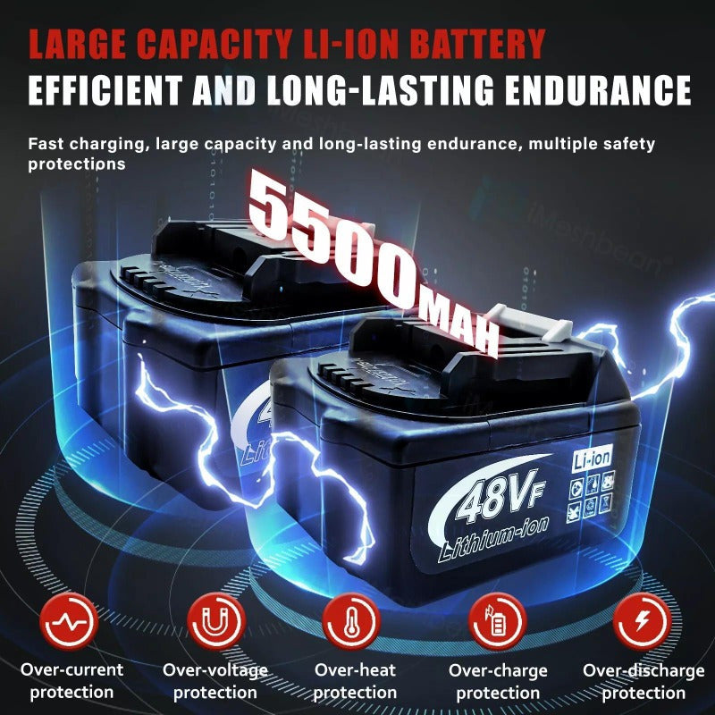 4 Inch & 6 Inch Electric Mini Chainsaw 48V Handheld Cordless Woodworking Cutter with 2 Battery 4 Chain