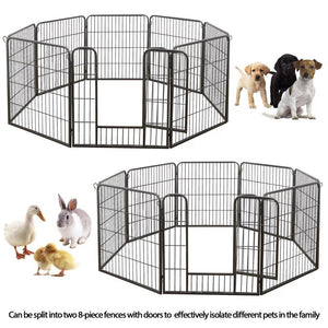 6 Panels 32Inch Dog Pen Fences 2 Doors Metal Barrier For Dog Pets Use Outdoor