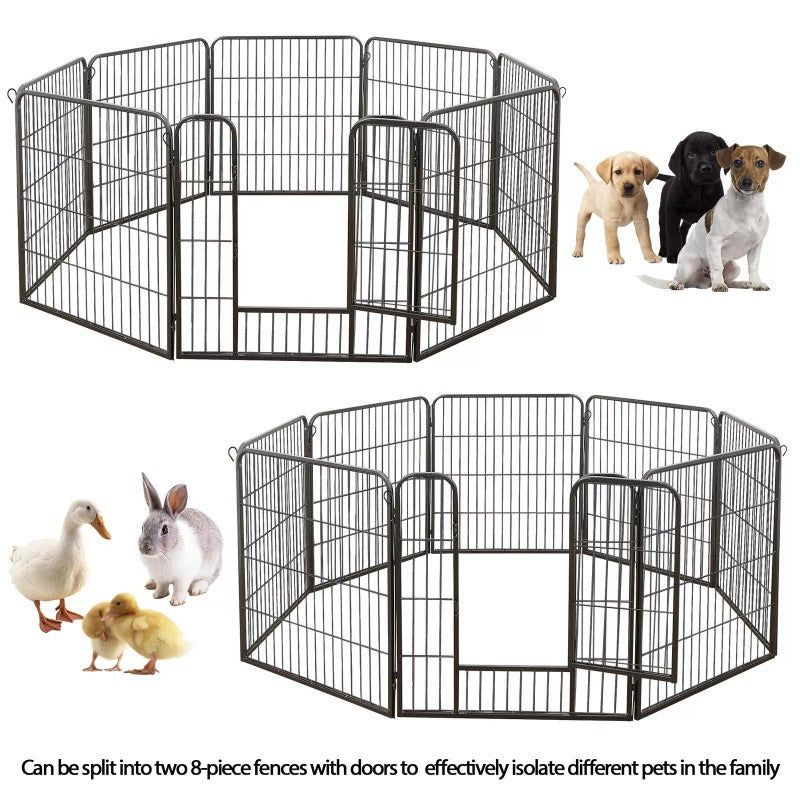6 Panels 32Inch Dog Pen Fences 2 Doors Metal Barrier For Dog Pets Use Outdoor