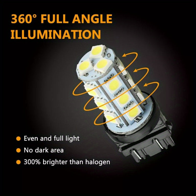 10pcs 3157 3156 18SMD LED Reverse Tail Brake Turn Signal Light Bulbs 6000K White Car Electronics Accessories Car Lighting Front, Rear, Left Right Placement