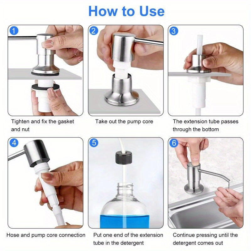 Brass Brushed Nickel Soap Dispenser 47" Extension Tube Kit for Kitchen Sink Pump Bathroom Sink Accessories Stainless Steel Plastic Material