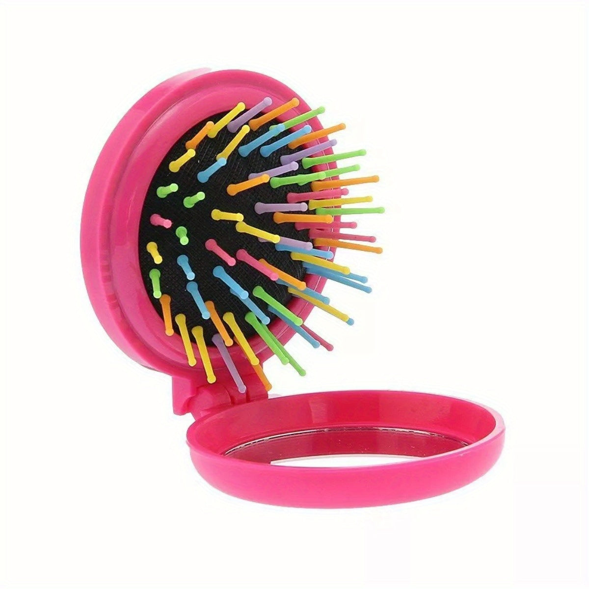 Random Color 3-Pack Folding Hair Brush & Mirror - Compact, Travel-Friendly & Purse-Ready!