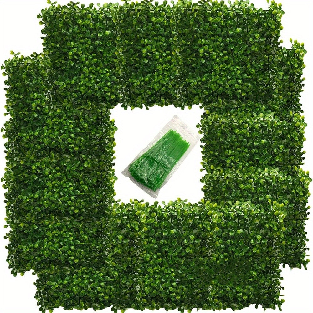24Pcs 10x10'' Artificial Boxwood Hedge Panels - Privacy Fence & Wall Decor