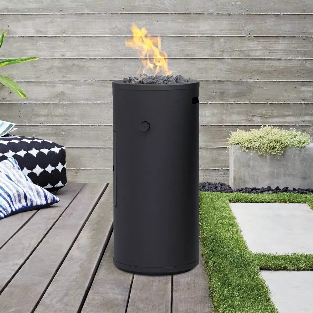 22'' Portable Propane Fire Pit Column - Metal Outdoor Patio & Backyard Heater