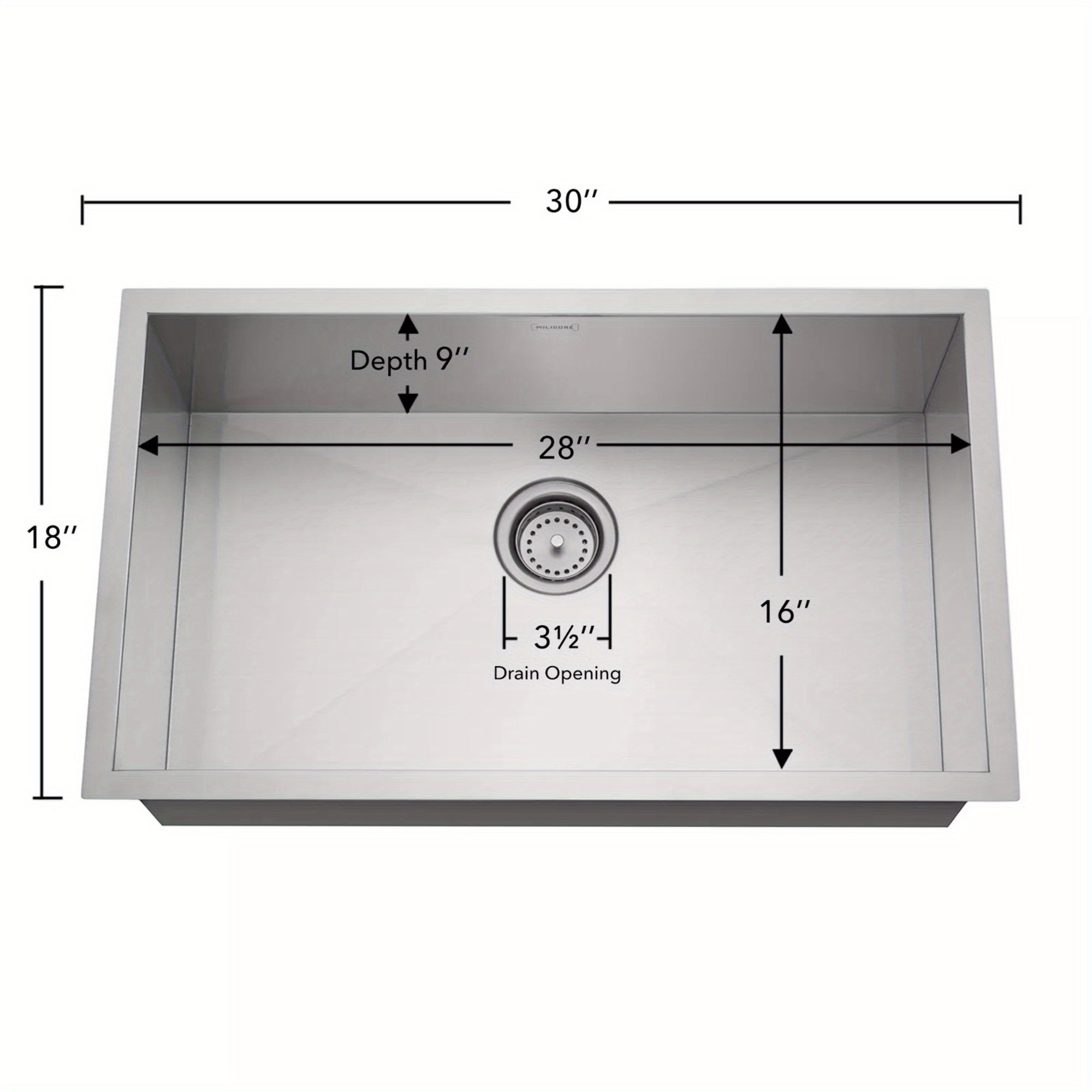 30"x18"x9" Stainless Steel Single Bowl Undermount Kitchen Sink Basin - Durable & Spacious