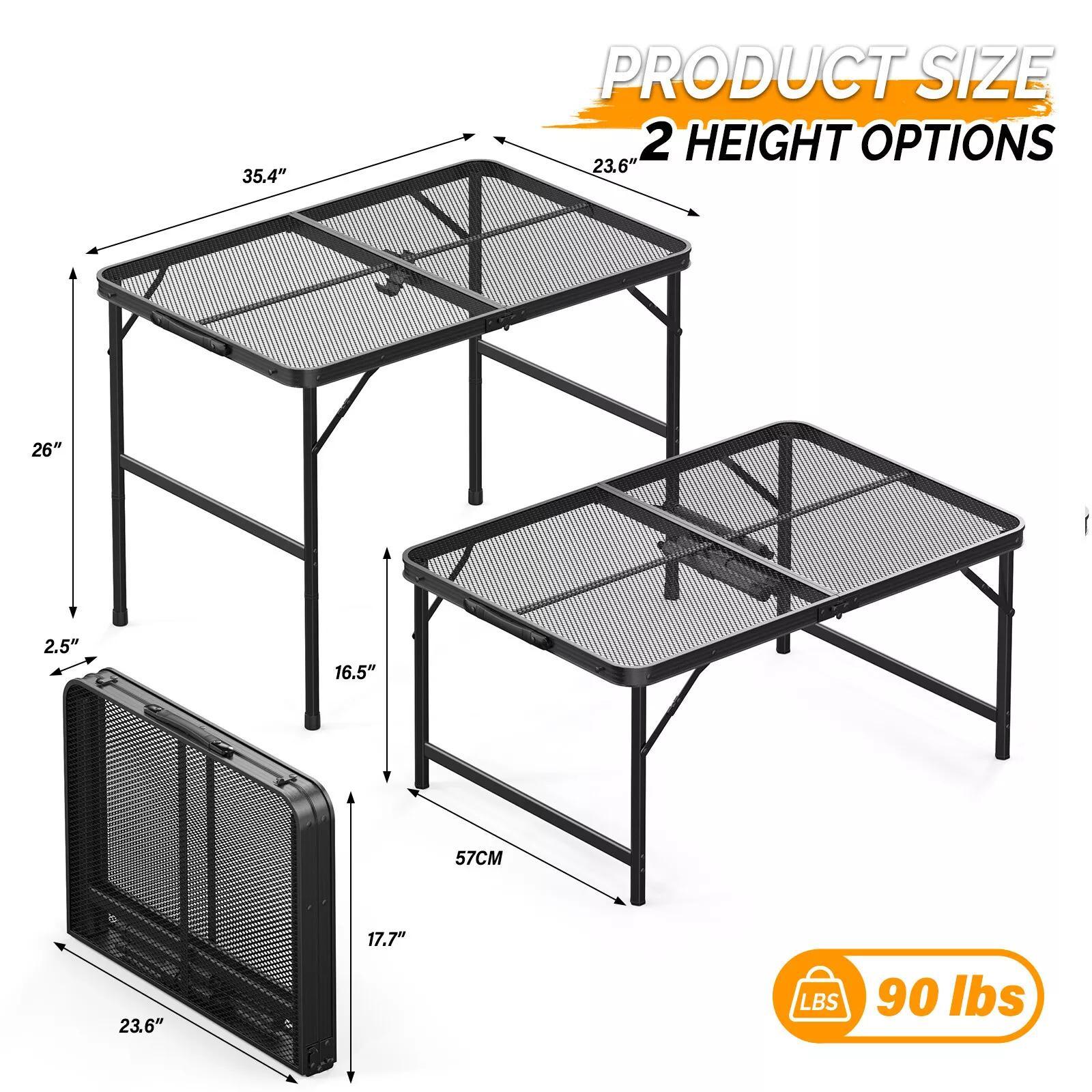 New Camping Table 3 ft Folding Grill Table with Mesh Desktop Portable Aluminum