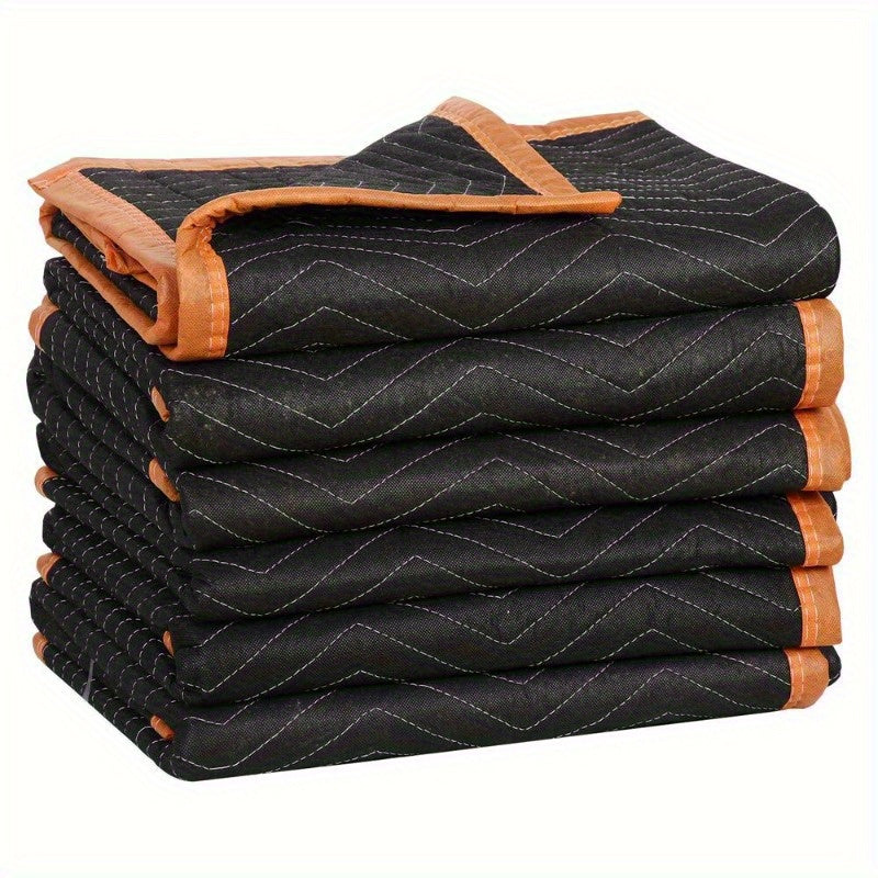 6-Pack Heavy-Duty Moving Blankets – Quilted 40" x 72" Furniture Shipping Pads for Packing, Protecting & Storage – Black, Durable & Reusable