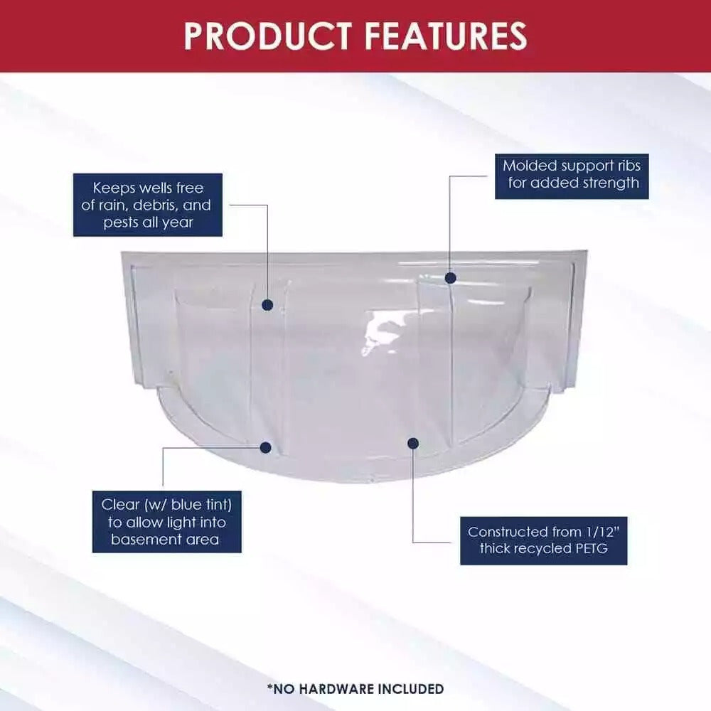 Round Bubble Window Well Cover, 39x17x15 in, Economy Design, 1 Pack