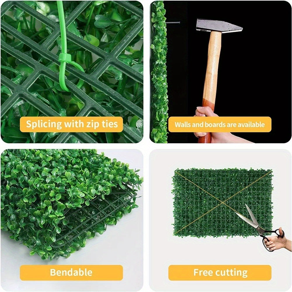 24Pcs 10x10'' Artificial Boxwood Hedge Panels - Privacy Fence & Wall Decor