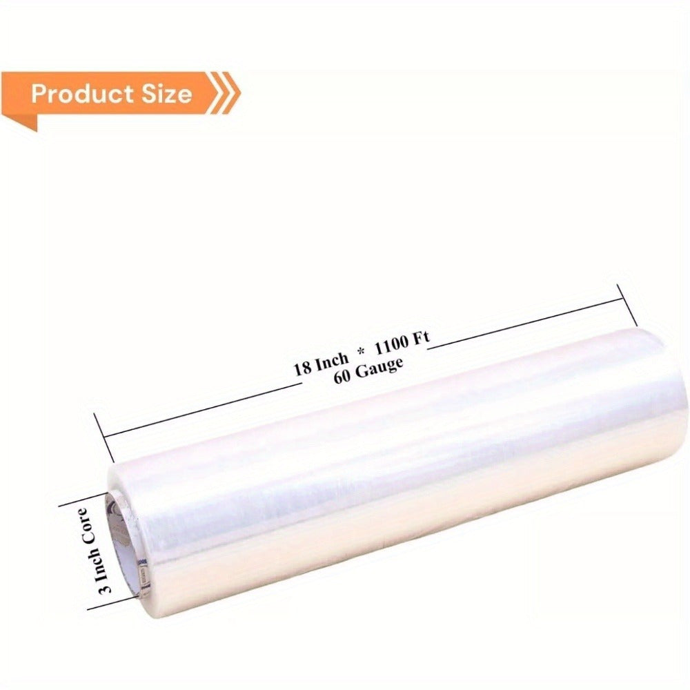 18" x 1100 FT 60 Gauge 4 Rolls Pallet Wrap Stretch Film Hand Shrink Wrap Clear