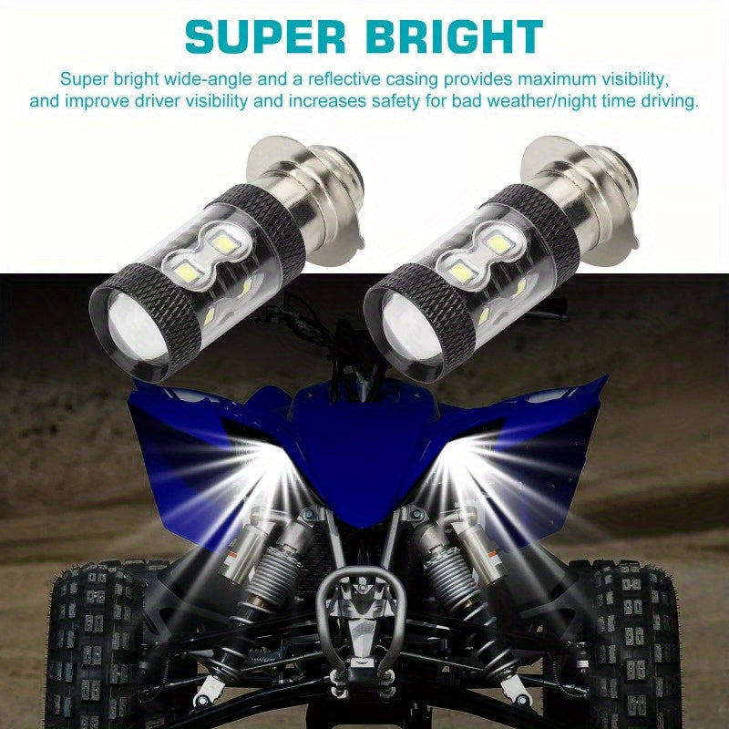 2x 6000K HID White H6M LED Headlight For Yamaha YFZ450R Rhino 700 Raptor YFM660 LED Aluminum Alloy Lighting Lamps 1200LM