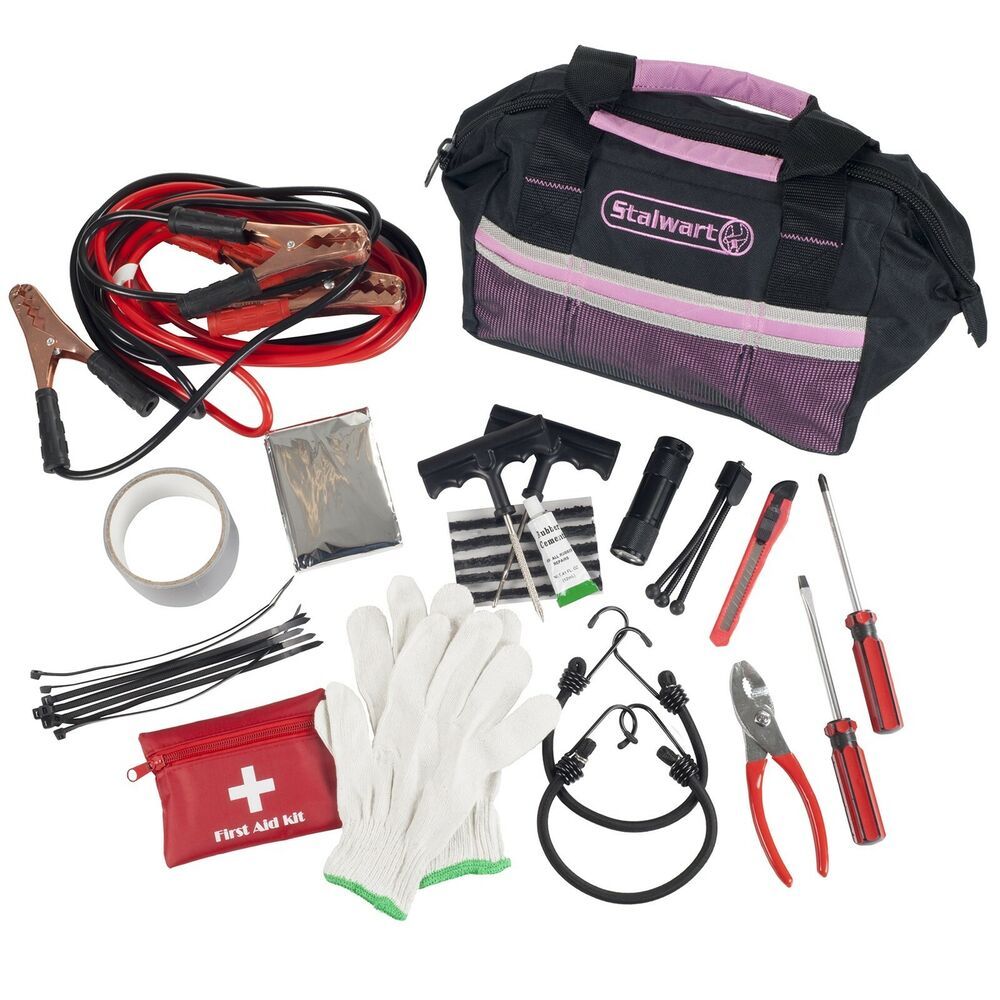 55-Piece Roadside Emergency Auto & Tool Kit with Jumper Cables - Be Prepared