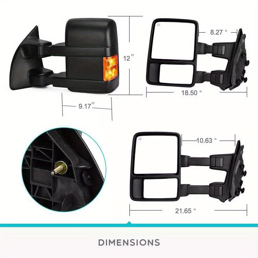 Driver Side Power Heated Tow Mirror for 2008-2016 Ford F250 F350 F450 Super Duty