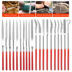 20pcs Diamond Needle File Set Mini Handy Polishing Carving Working Hand Tool Alloy Steel Workshop Equipment 3*140mm