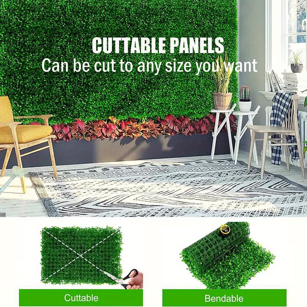 10x10'' Artificial Boxwood Hedge Panels - Privacy Fence & Wall Decor, 24 Pieces