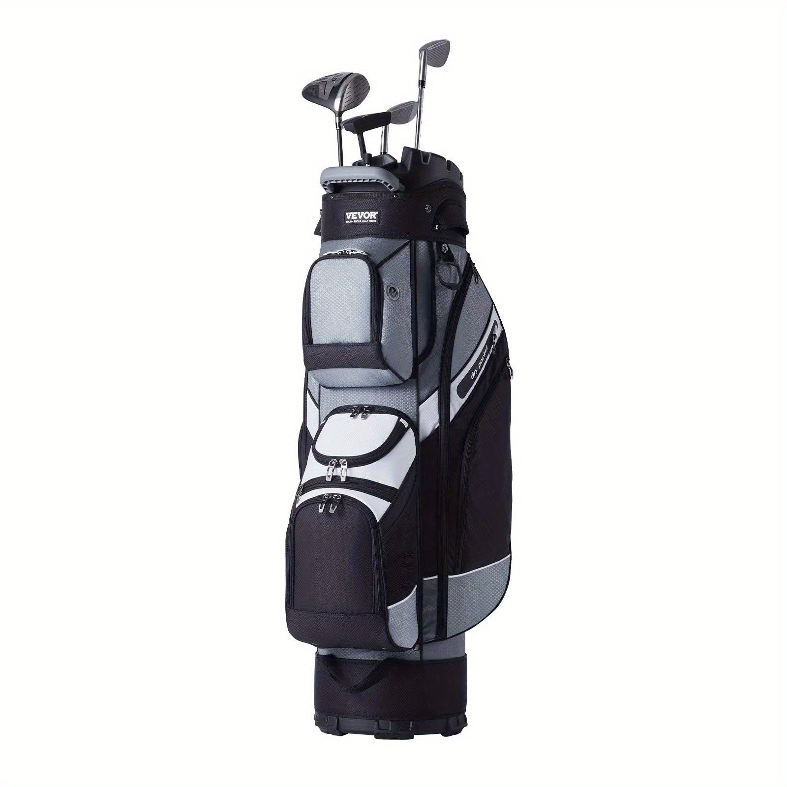 14-Way Golf Cart Bag, 41" Premium Nylon with 13 Pockets & Dust Cover, Black
