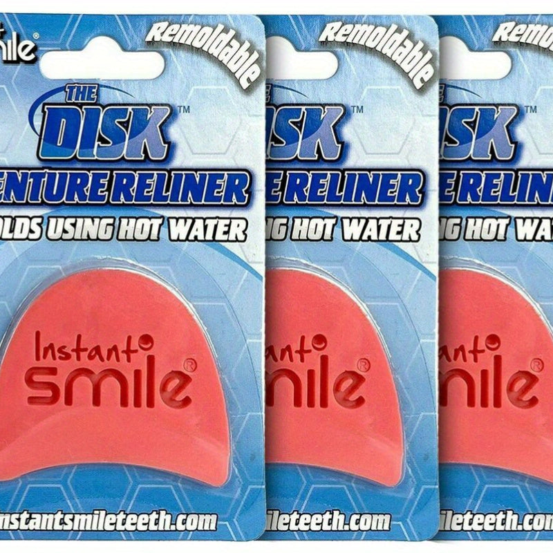 Smile The Disk Denture Reliner Remoldable Easy to Mold 3 Pack of Instant