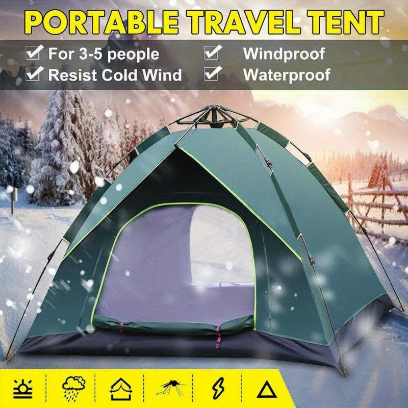 3-4 Person Camping Pop Up Tent Outdoor Hiking Waterproof Canopy Dome Tent Green