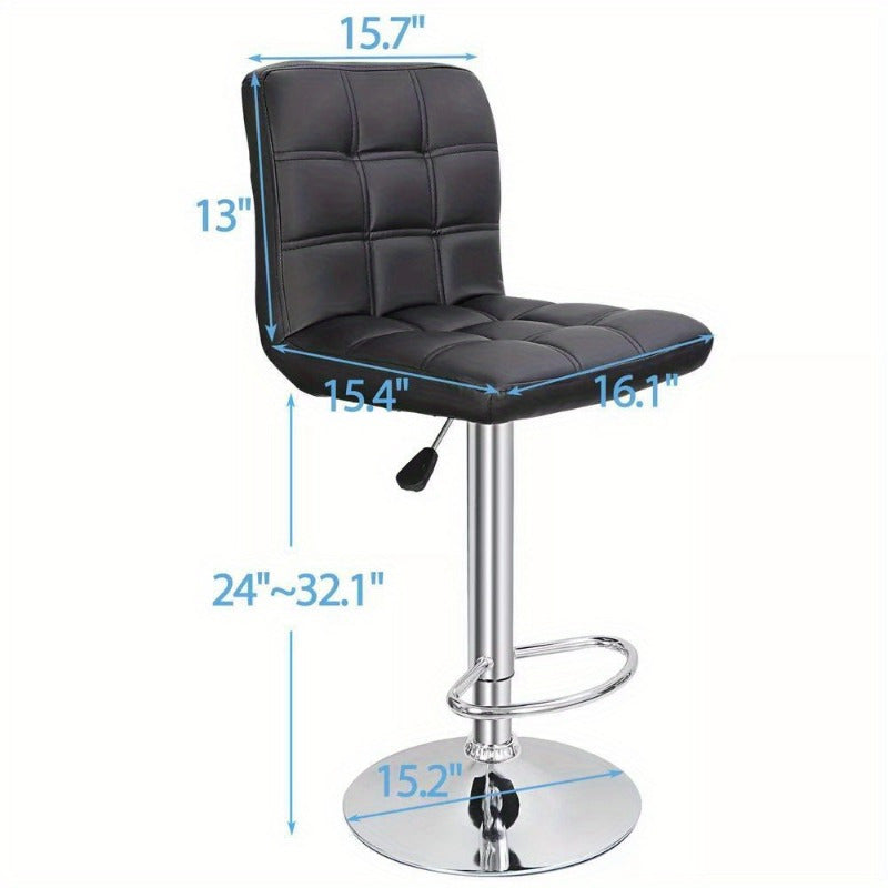 4 Pack Adjustable Bar Stools PU Leather Modern Dinning Chair with Back Indoor