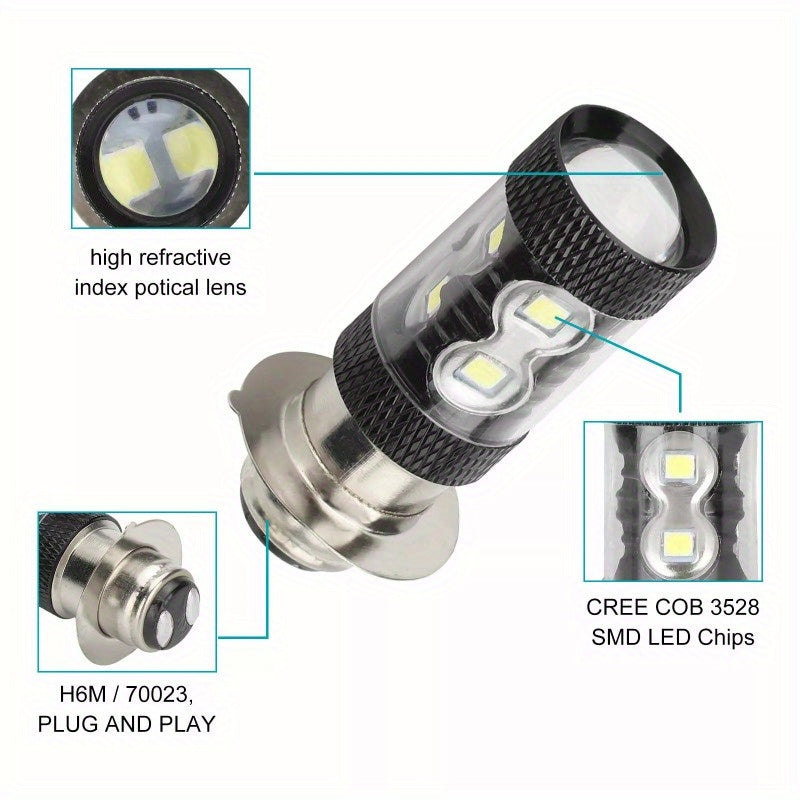 2x 6000K HID White H6M LED Headlight For Yamaha YFZ450R Rhino 700 Raptor YFM660 LED Aluminum Alloy Lighting Lamps 1200LM