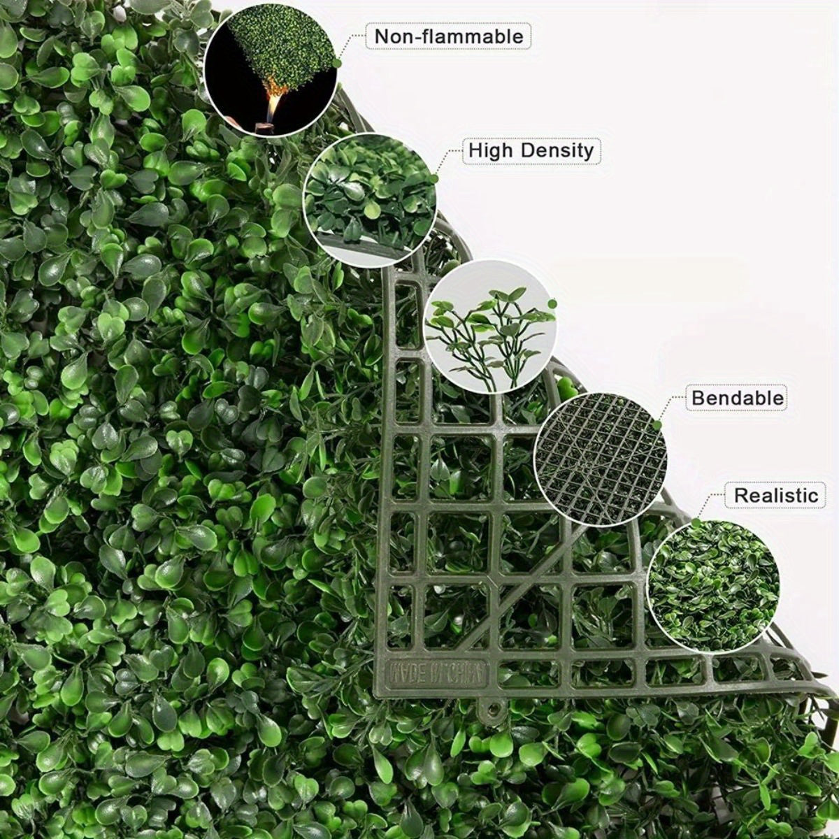 10x10'' Artificial Boxwood Hedge Panels - Privacy Fence & Wall Decor, 24 Pieces