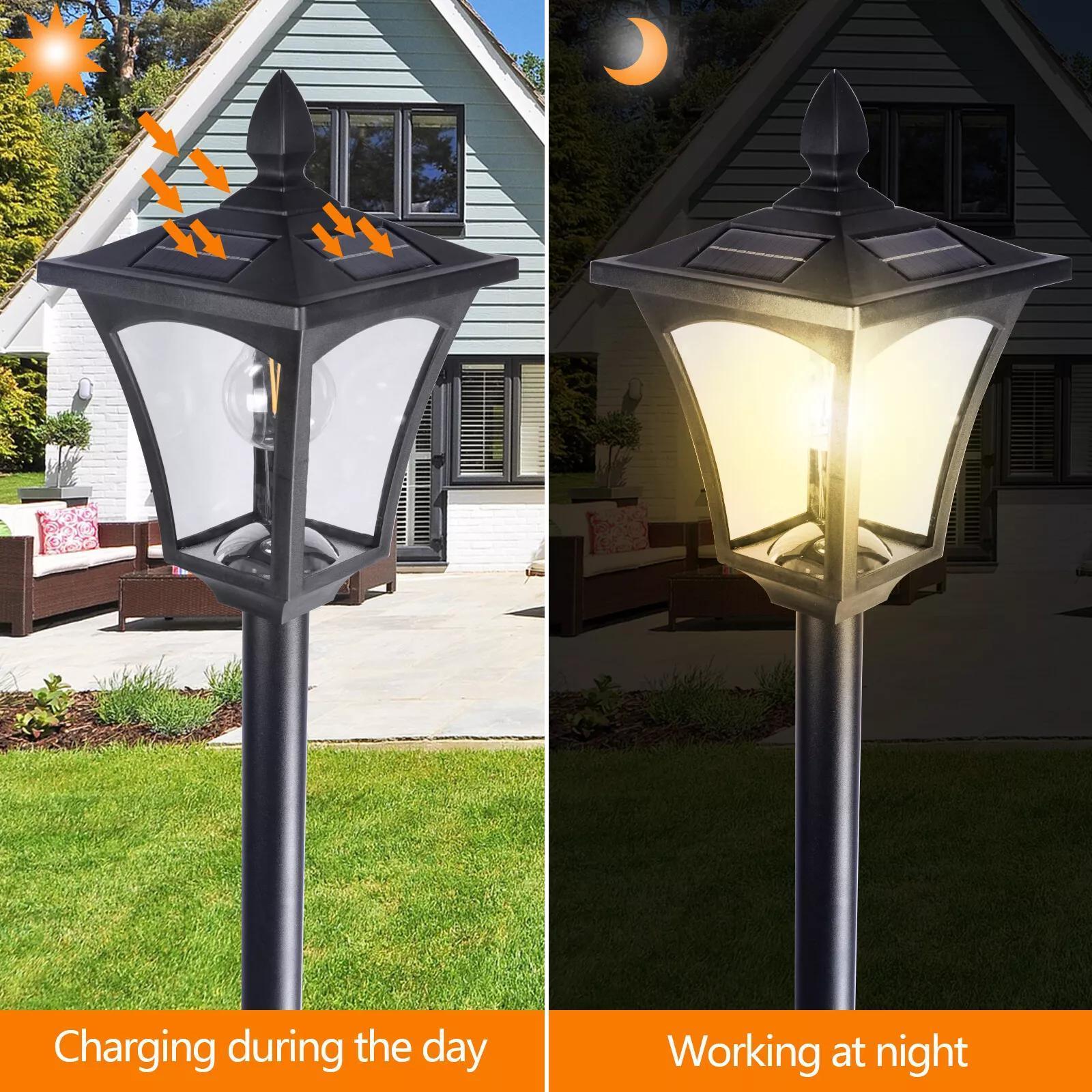 63in Solar Lamp Post Lights Outdoor Vintage Street Lights for Lawn Pathway