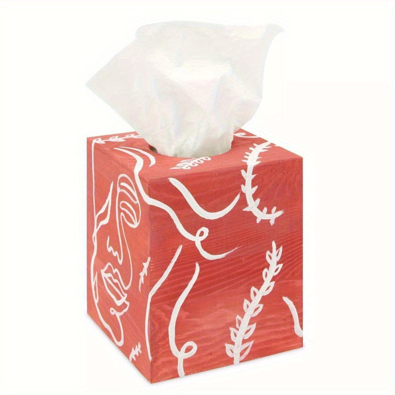 2 Pcs Unfinished Wooden Tissue Box Cover DIY Crafts Home Decor, 5x5.5 inches