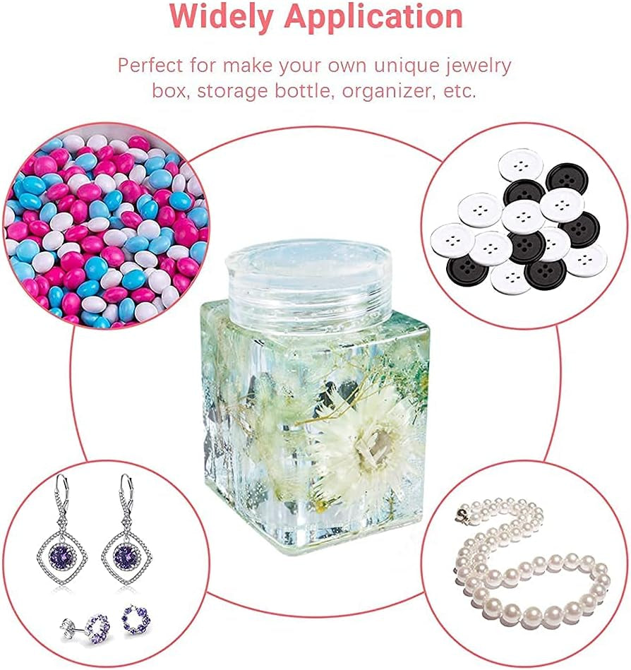 Resin Mold Bottle, Resin Jar Molds Silicone with Lid Jewelry Bottle Molds for Resin Storage Resin Molds Bottle for DIY Jewelry Container Resin Craft