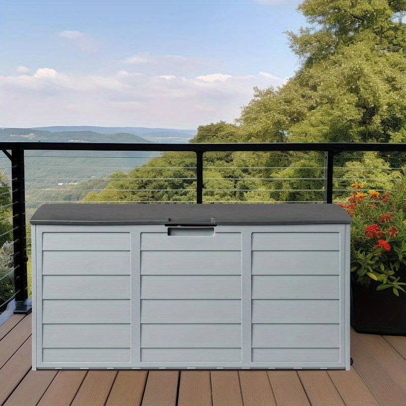 All Weather UV Swimming Pool Deck Box Storage Shed Backyard Patio Outdoor with Wheels