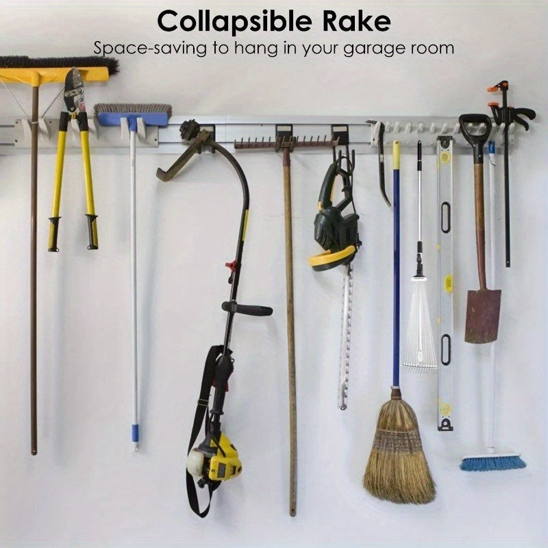 63 Inch Expandable Garden Leaf Rake Adjustable Stainless Steel Lawn Cleaning Tool