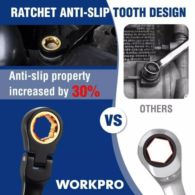 5PCS Extra Long Ratcheting Wrench Set 8-19mm Combination Metric 72-Teeth