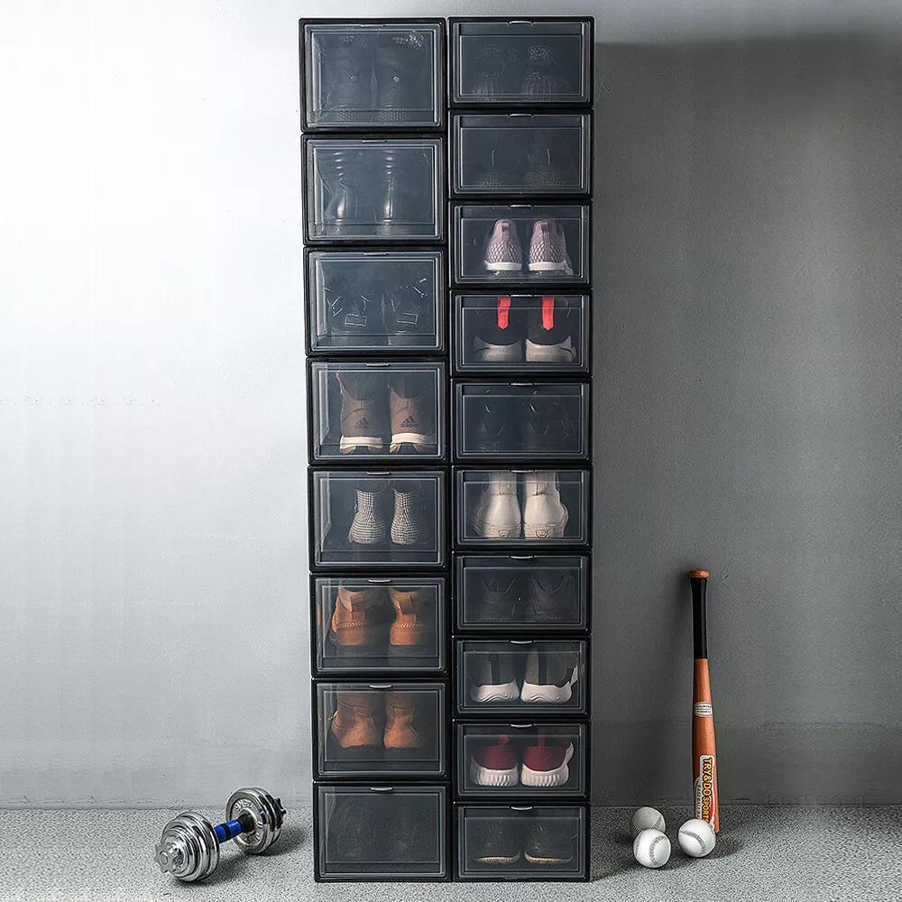 10Pack Shoe Box Stackable Magnetic Drop-Front Sneaker Container Storage Case XL
