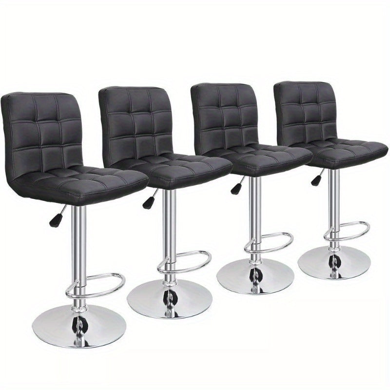 4 Pack Adjustable Bar Stools PU Leather Modern Dinning Chair with Back Indoor