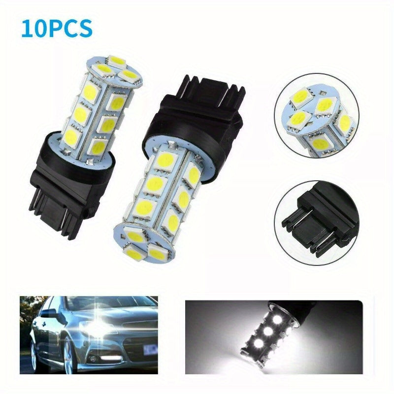10pcs 3157 3156 18SMD LED Reverse Tail Brake Turn Signal Light Bulbs 6000K White Car Electronics Accessories Car Lighting Front, Rear, Left Right Placement