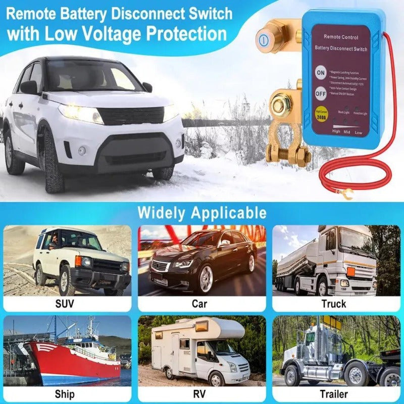 Kill Switch For Car Remote Battery Disconnect Switch 12V 240A Automatic Shut Off