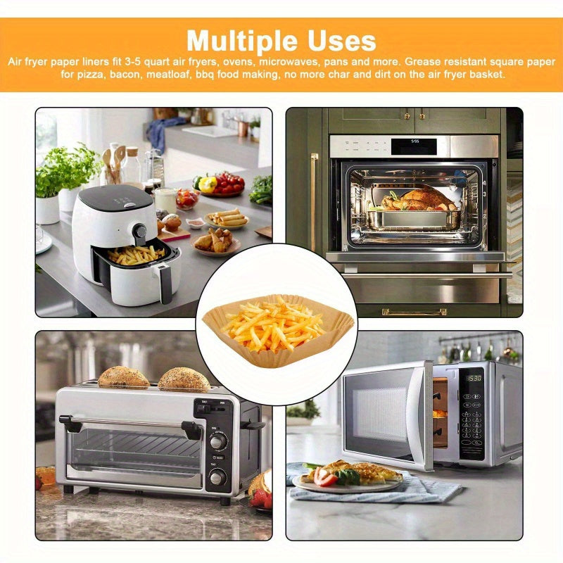 100Pcs Disposable Paper Non-stick for Food Air Fryer Liner Oven Baking Microwave