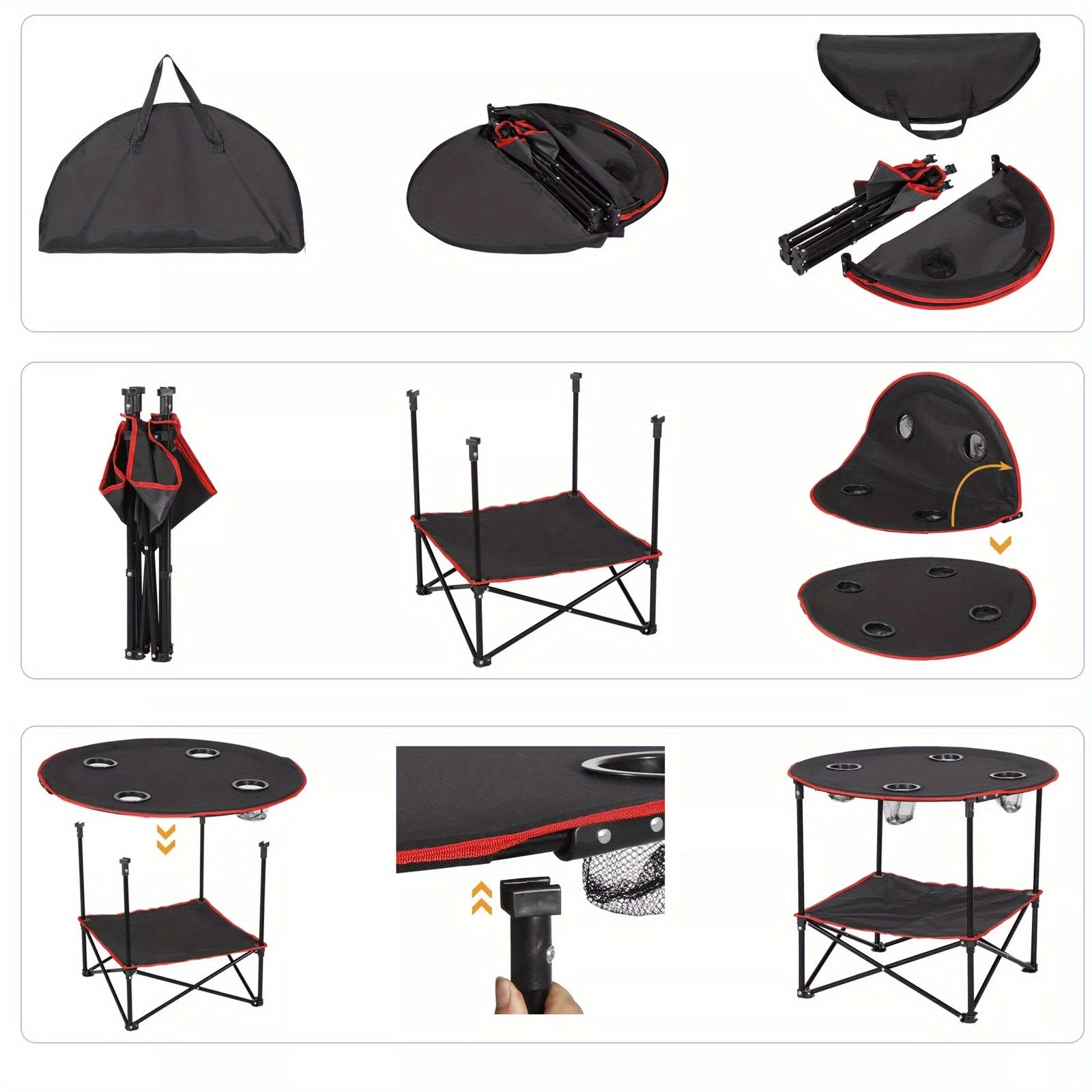 Folding Picnic Table – Portable Outdoor Camping Table with 4 Cup Holders & Bags!