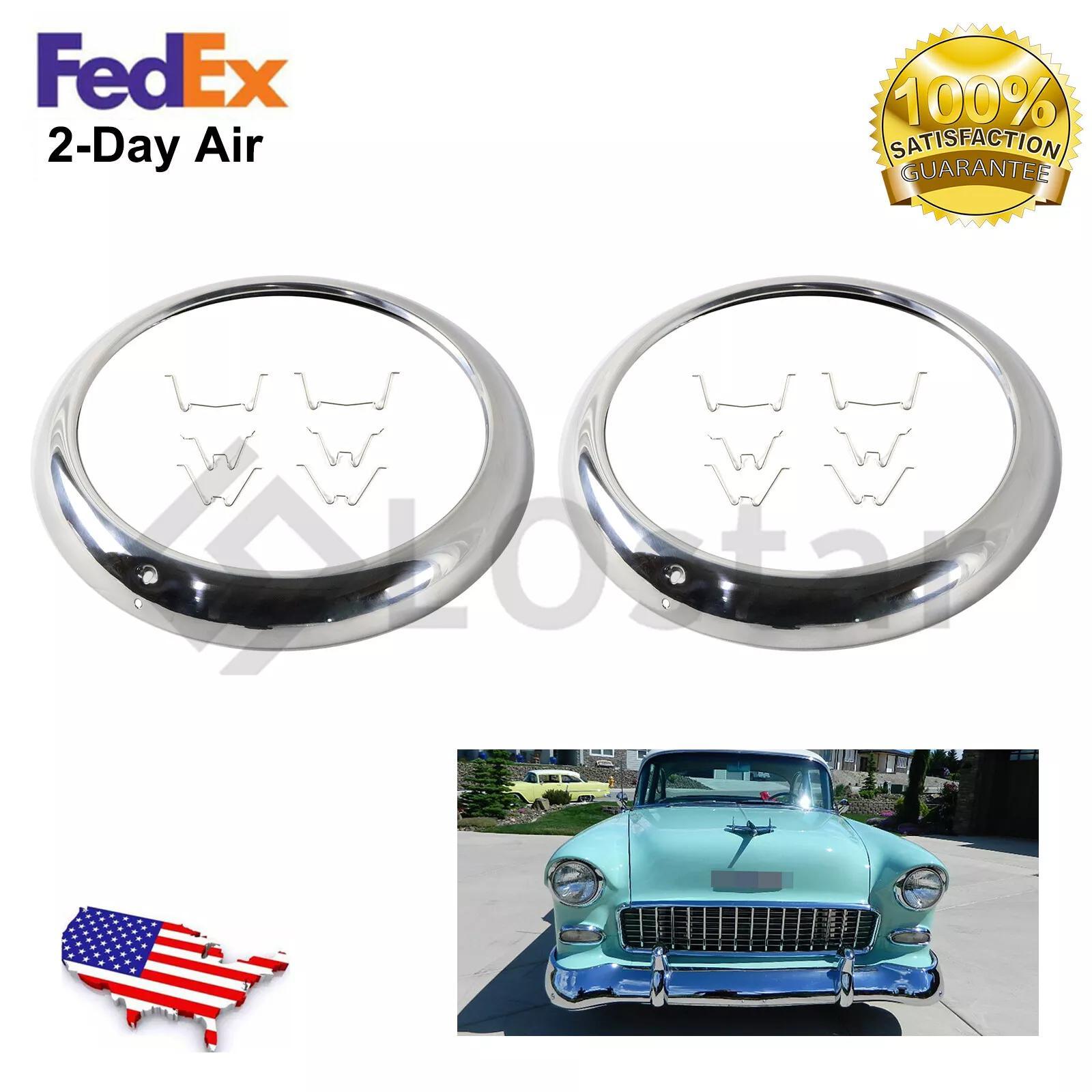 2 x Headlight Bezels w/Clips For 1947-55 Chevy GMC Truck 1949-52 Chevy Passenger