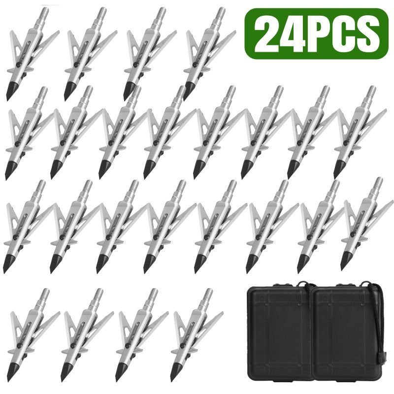 Archery Broadheads 2 Blade 2" Dia 100Grain Expandable Hunting Arrowheads