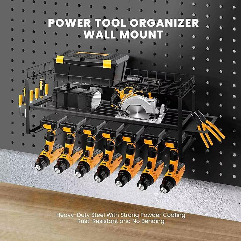 Garage Power Tool Organizer Wall Mount Cordless Drill Holder Tool Storage Rack