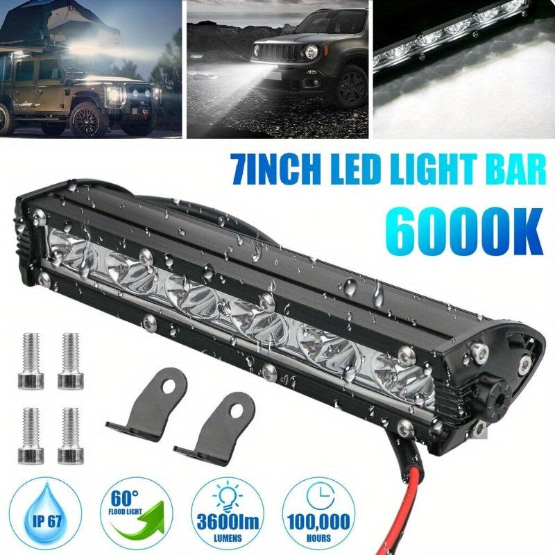 7'' 18W Spot Flood LED Work Light Bar Lamp Driving Fog Offroad SUV 4WD Car Truck ATV Boats Automobile Accesories