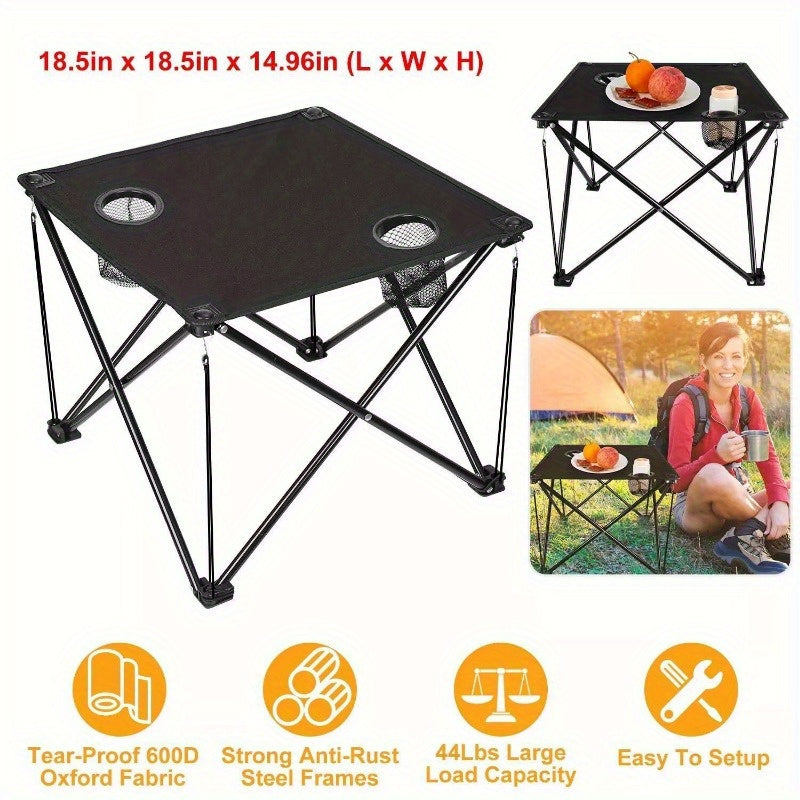 Outdoor lightweight folding camping table with cup holder compact picnic table