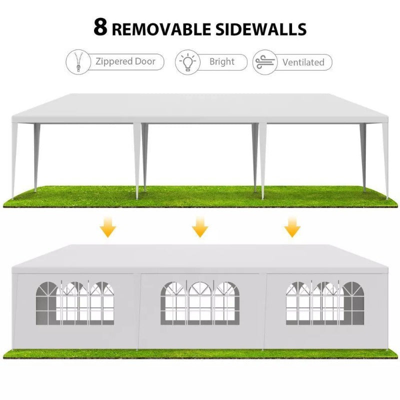 10FT x30FT White Outdoor Gazebo Canopy Wedding Party Tent 8 Removable Walls 8